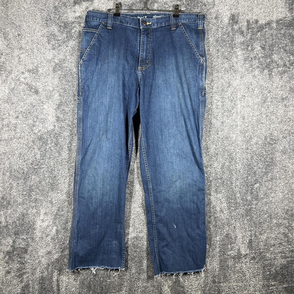 Carhartt Jeans Mens 36x32 Blue Relaxed Straight Rugged Flex Medium Wash Denim